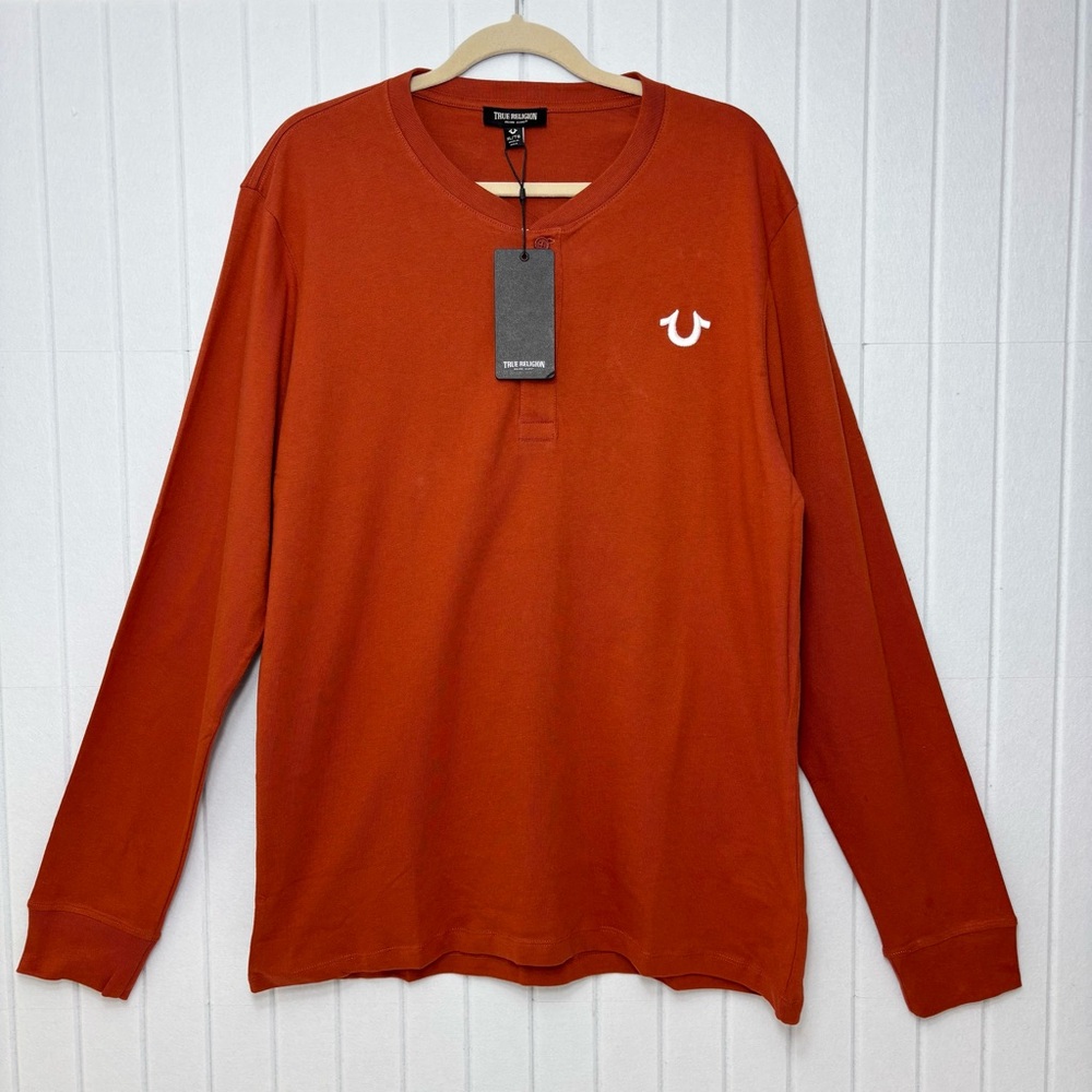 True Religion Men's Rust Long Sleeve Tee‎ Size XL 
LS BRANDED HENLEY style107616